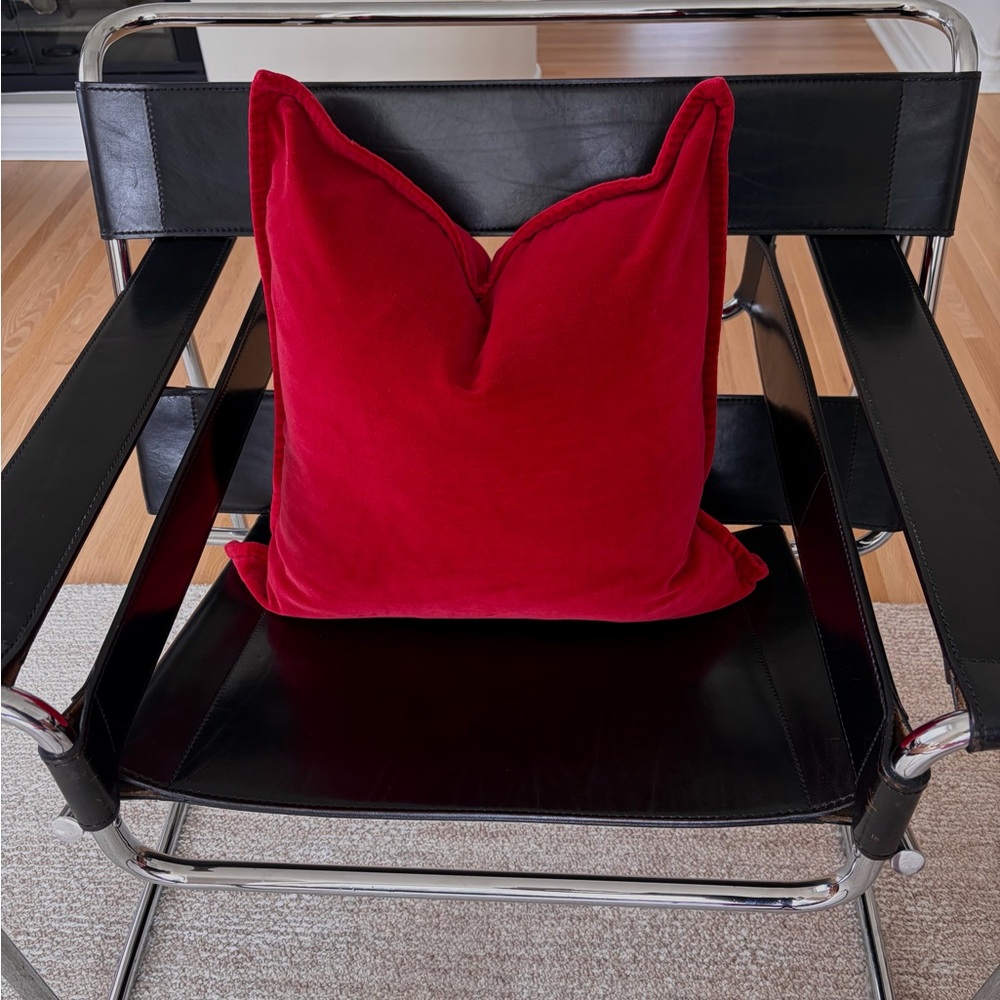 Pottery Barn Pair of Red Cotton Velvet Pillow Covers